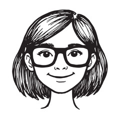 Beautiful Woman Doodle Black and White Illustration Fashion Girl Portrait Line Art Sketch Vector