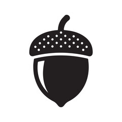 Simple Black Acorn Icon Silhouette Isolated on a White Background
