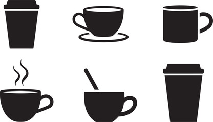 Obraz premium set of coffee cups silhouette
