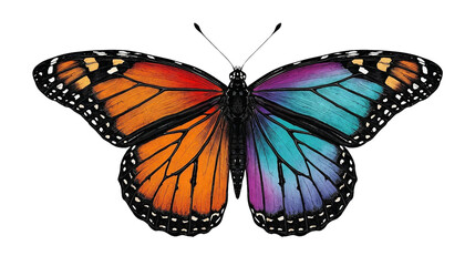 Fototapeta premium A Monarch Butterfly with Split-Colored Wings