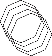 Hexagon outline ring in silhouette white background.