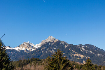 Fototapeta premium Säuling mountain peak in the Bavarian Alps, March 2025