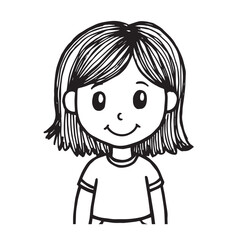 Beautiful Woman Doodle Black and White Illustration Fashion Girl Portrait Line Art Sketch Vector