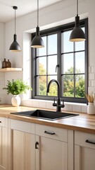 Modern kitchen with a window