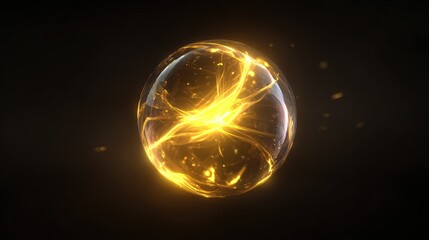 Abstract depiction of an energetic golden sphere with internal bright glows