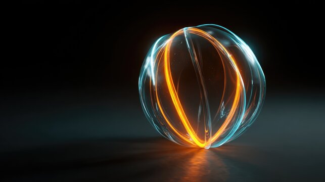 A vibrant energy orb against a dark backdrop, a symbol of innovation and futuristic design. The dynamic play of light and shadow makes this image both mesmerizing and technologically evocative