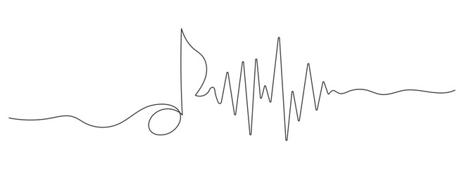 Obraz premium One continuous editable line drawing of musical note. Vector illustration.