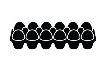 Black silhouette of a carton of twelve eggs