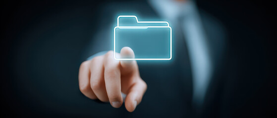 Touchscreen folder icon document management system digital archive efficient organization