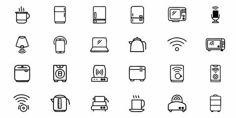 Modern smart home appliance icons for digital and print design