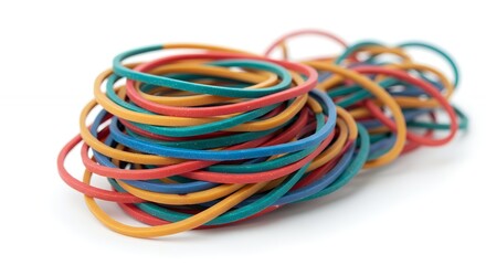 Naklejka premium Colorful Rubber Bands Pile Isolated on White Background