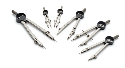 Precision Drafting Compasses & Dividers Set for Technical Drawing & Geometry on White Background