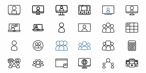 Fototapeta premium Modern business icons depict teamwork collaboration virtual meetings and digital communication for professional use