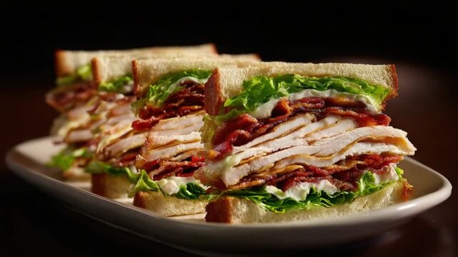 Delicious club sandwiches on plate