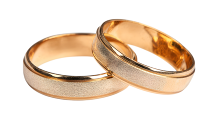 Elegant gold wedding rings symbolize enduring love and commitment for a lifetime together isolated on white background