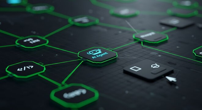 Modern ai algorithm artificial intelligence automation background with blockchain code coding concept