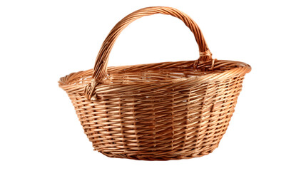 Obraz premium Rustic woven basket adds charm to your designs, perfect for farmhouse or artisanal themes and creative projects isolated on white background