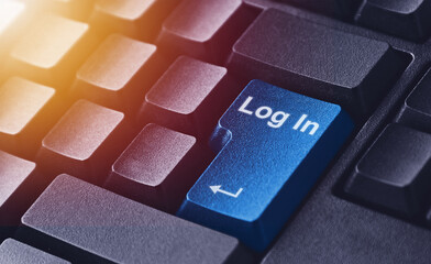 Log In Button on Computer Keyboard Concept