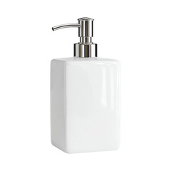 Obraz premium White ceramic soap dispenser with chrome pump isolated on transparent background