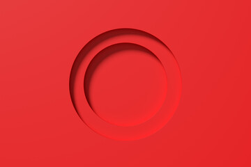 Red concentric circles creating a tunnel effect on a monochromatic background