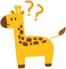 Curious Cute Giraffe Character Illustration
