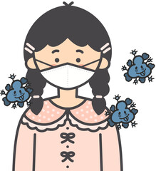 Sick Person Wearing a Mask Illustration