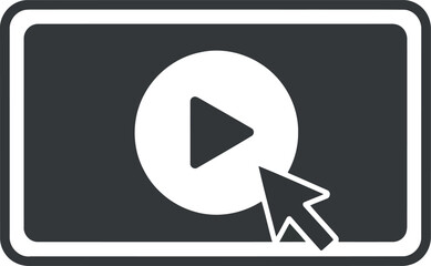 Modern play button icon on digital screen with cursor click interaction vector