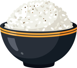 Steaming white rice in a decorative bowl perfect for asian cuisine and food photography vector