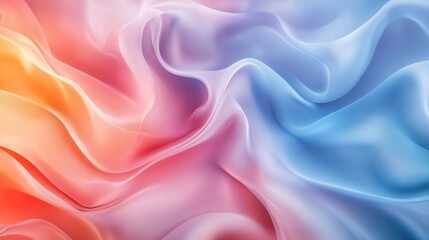 Obraz premium Abstract Wavy Texture of Pastel Pink, Orange, and Blue Fabric