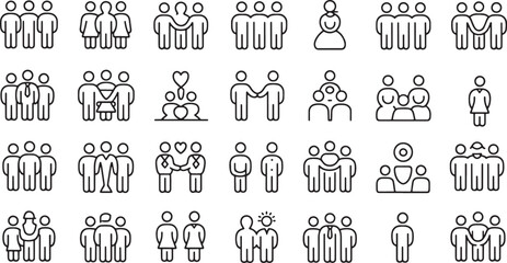 Teamwork Icons Diverse People Collaboration Symbols Collection