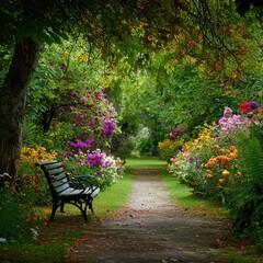 Obraz premium bench in the garden