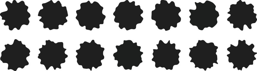 Abstract black circular shapes arranged in a grid pattern.