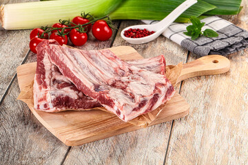 Raw pork ribs for cooking