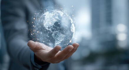 Global Connectivity Hologram in Hand.