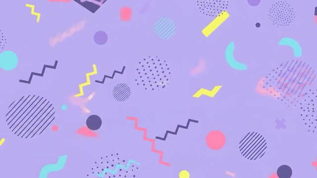 Purple 90s Retro Geometric Pattern Background
