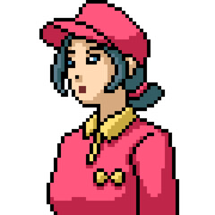 pixel art of restaurant employee cashier supermarket