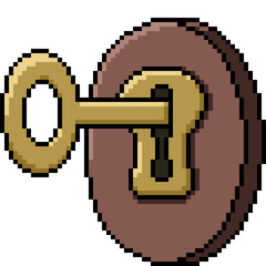 pixel art of key hole lock unlock