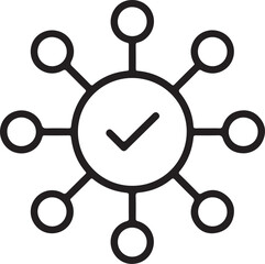 Centralized network with a checkmark indicating approval or success © Emran Hossain
