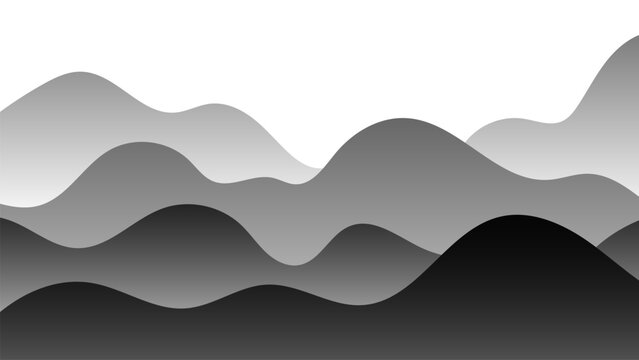 Vector landscape of mountains. Technology futuristic illustration. 3d landscape. of gradient lines. Vector background.