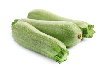 Many fresh ripe zucchinis isolated on white