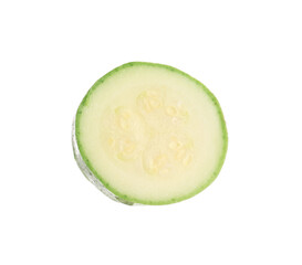 One slice of fresh zucchini isolated on white