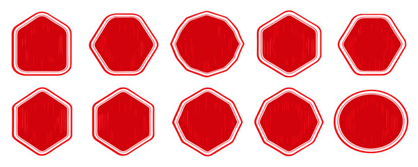 Red Octagon and Circle Shape Set: Stop Sign Design Elements