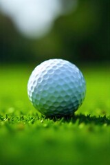 Obraz premium Close-up of a golf ball resting on a lush green putting surface, ready to be struck The image evokes a sense of calm and precision before a challenging putt , stroke, ball, shadow
