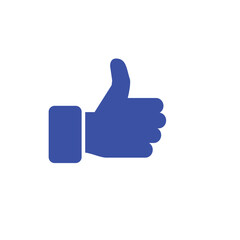 A prominent blue thumbs-up icon, universally recognized as a clear symbol of approval, agreement, and positive feedback, ideal for expressing support and satisfaction online