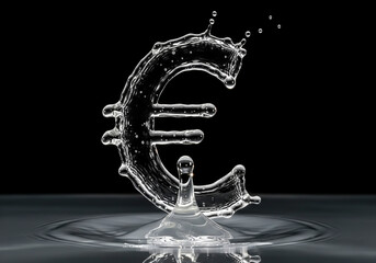 Euro currency symbol created from water