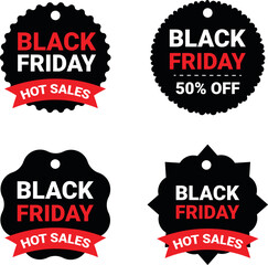 Black Friday sale labels hot deals and discounts offering  promotions for retail marketing