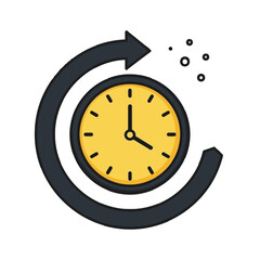 Modern Clock Icon: Time Management, Cycle, Progress, and Efficiency Concept Illustration