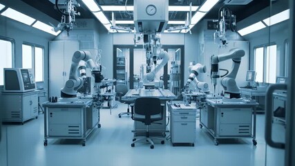 Motion Adaptive Prosthetics Lab Featuring Robotic Arms in a Clean Sterile Environment Advanced Medical Technology and Healthcare Innovation Depicted Through Robotics - Powered by Adobe