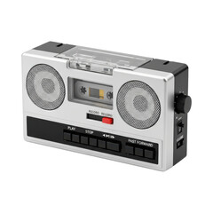 Fototapeta premium Retro portable cassette tape recorder with dual speakers and control buttons