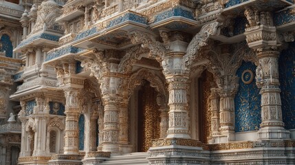 Stunning architectural detail of an ornate temple or religious building facade